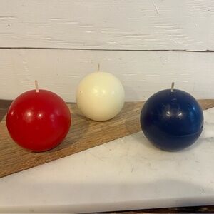 Set of Red, White, and Blue Spherical Candles for Memorial Day & 4th of July